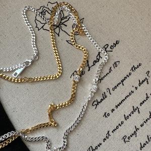 S925 Pure Silver <b>Cross</b> <b>Chain</b> Trendy Sacred Heart and One Sword Piercing Necklace with Heart Tassel Pendant Niche Design Sense - Product Image 1