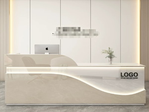 <span class=keywords><strong>Mostrador</strong></span> de Recepción Económico para Salón de Belleza con Caja Registradora, Mesa de Recepción Blanca para Oficina - Product Image 1