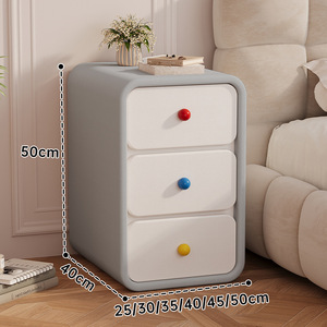 Solid Wood Small Minimalist Modern <strong>Compact</strong> Children's Cream-colored Ultra-narrow <strong>Bedside</strong> <strong>Table</strong> for Home Bedroom Storage Cabinet - Product Image 2