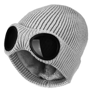Moda <span class=keywords><strong>de</strong></span> invierno Gafas <span class=keywords><strong>de</strong></span> esquí al aire libre Goggle Beanie Knit Hat con pelusa en el interior - Product Image 5