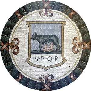 Modernes Design runde Form kundenspezifisches Marmor-Mosaik-Boden-Medallion mit Wandporträt-Muster-Rand