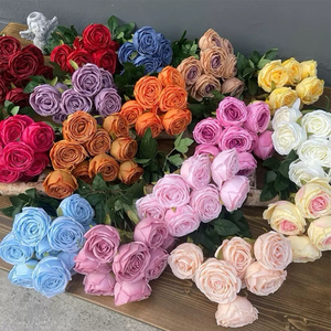 KEWEI-RB001 Bouquet de mariage en promotion, 9 têtes de <span class=keywords><strong>roses</strong></span> en soie, bouquet de fleurs artificielles blanches - Product Image 1