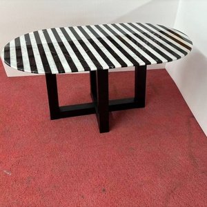 Tùy chỉnh Nero MARQUINA Đá Cẩm Thạch Bàn cà phê tự nhiên màu đen trắng xen kẽ màu gỗ chân hiện đại phòng khách phòng chờ đồ nội thất - Product Image 4