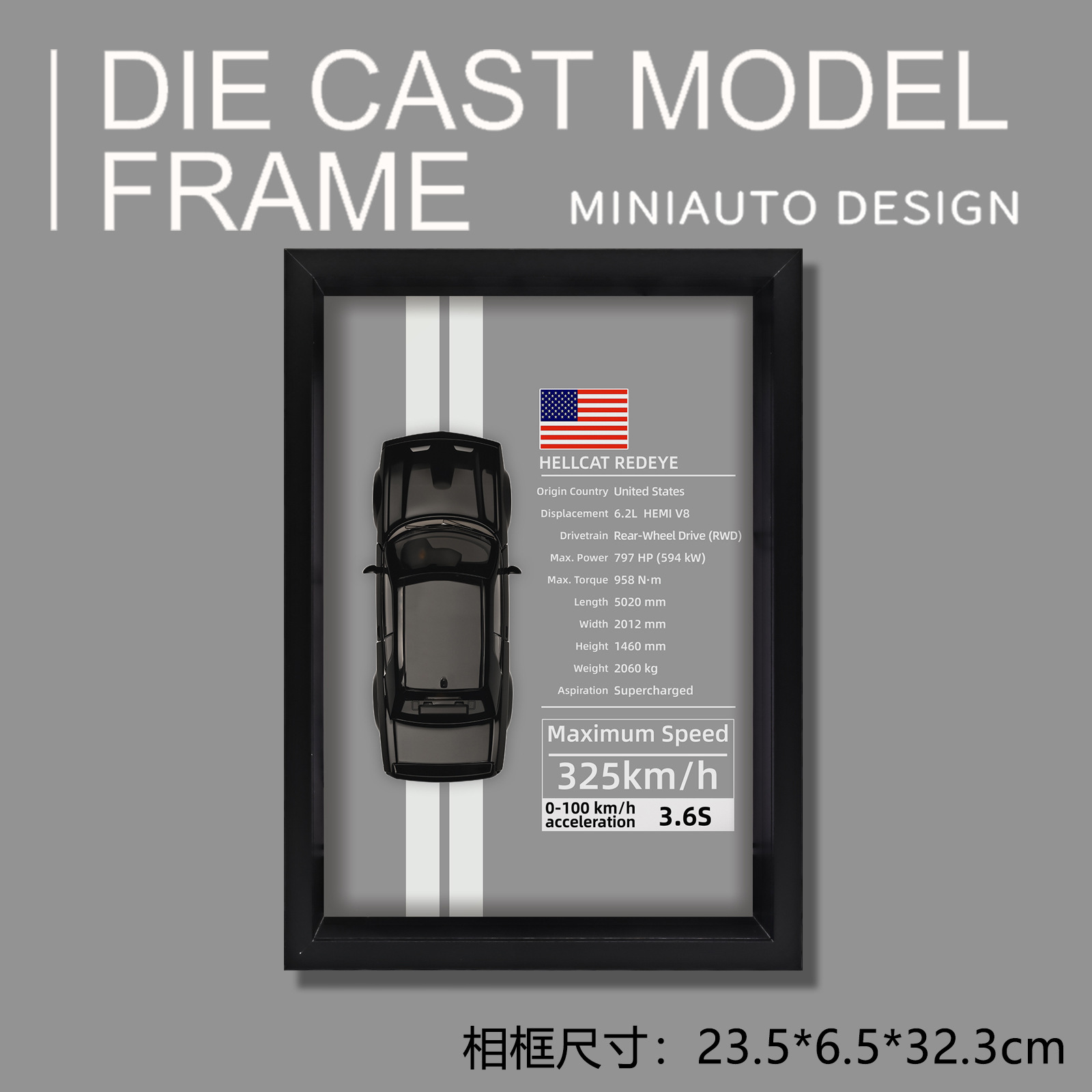 1:32 Hellcat Wall Art - Caja - Negro