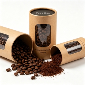 Tubo de cartón kraft redondo de tamaño personalizado con ventana transparente de PVC, contenedor cilíndrico para envasar refrigerios, café y regalos - Product Image 3