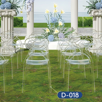 Chaises en acrylique transparentes empilables modernes à dossier, très demandées pour hôtels, cafés, salons de thé, mariages en extérieur