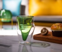 Tasse à thé en verre coloré à double paroi en forme d'éclair, mugs à café créatifs pour la maison, le bureau et la table