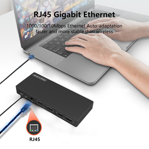 14 cổng Docking Station <span class=keywords><strong>4</strong></span> màn hình HDTV * 2 dp * 2 Adapter kép 4K @ 60Hz <span class=keywords><strong>USB</strong></span> C máy tính xách tay HUB cho Windows MacBook Pro DisplayLink - Product Image 5