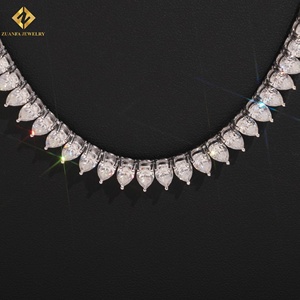 GRA Certified Party <b>Necklace</b> Pear Cut Moissanite <b>Statement</b> <b>Necklace</b> 925 Silver Rhodium Plated Luxury Women's Wedding Jewelry - Product Image 5