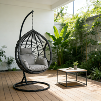 Meubles de jardin d'extérieur Chaise à panier suspendue Chaise à bascule suspendue en rotin et osier