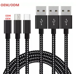 Contoh Gratis Kabel Pengisian Daya Usb Mikro Tipe C Kepang Nilon Kabel Data 8pin untuk Semua Ponsel Pintar