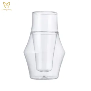 Nieuw Product Uniek Borosilicaat Dubbele Wand Glazen Beker Hittebestendig Koffieglas Dubbele Wand Enkele Lip Geïsoleerde Glazen Beker