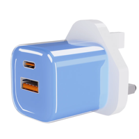Chargeur USB-A + Type-C double port PD 3.0 30W UK GaN, sortie 5V3A, matériau PC ignifuge, respectueux de l'environnement, protection OTP/OVP