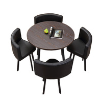 Ensemble de Meubles de Salle à Manger Moderne de Luxe Comprenant une Table Ronde en Bois avec 4 Chaises Durable pour la Maison, l'Extérieur, les Bars et Hôtels