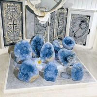 Géode de célestine bleue naturelle en gros, amas de quartz, cristal de guérison pour la décoration de la maison, autres artisanats en cristal