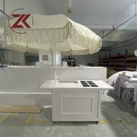 Chariot de présentation ZKAI de haute qualité assemblé pour mariages, fêtes et festivals – Chariot de bar en acrylique blanc pour glaces et aliments
