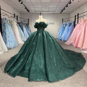 Robes de Quinceañera vertes scintillantes Dy8528 avec perles et volants, Vestidos de 15 Anos, pour fête d'anniversaire et bal de promo Jancember - Product Image 2
