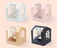 Boîte cadeau pour la fête des mères en forme de maison, rose, blanche, noire, en PVC transparent avec fenêtre et ruban, OEM