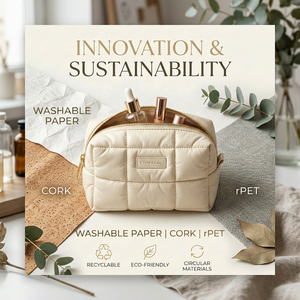 Bolsa de Maquillaje de Viaje Plegable, Ligera y Moderna, con Cierre de Cordón Metálico Acanalado, Personalizable con Logotipo, OEM, ODM, Marca Privada, Regalo para Damas de Honor - Product Image 5