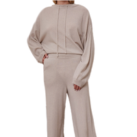 Pull en cachemire personnalisé de luxe pantalon tricoté ensemble double ensembles en cachemire costumes de salon pour femmes