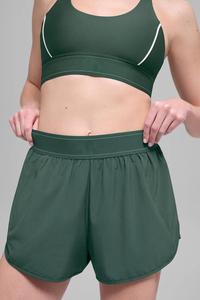 <span class=keywords><strong>Pantalones</strong></span> Cortos Deportivos de Cintura Alta de Nailon y Spandex con Cinta de Letras, de Secado Rápido, para Yoga, Fitness, Correr al Aire Libre, Anti-luz, Tipo Aloe - Product Image 2