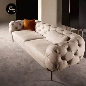 意大利设计师沙发套装客厅现代豪华沙发家用SS腿皮革萨拉斯切斯特菲尔德风格沙发套装家具