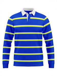 Camiseta de Rugby Unisex de Manga Larga a Rayas 100% Algodón, Ropa Deportiva que Absorbe la Humedad, Cuello Camisero, Ajuste Personalizado - Product Image 4