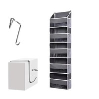 Organisateur de vêtements suspendu en tissu avec 5 étagères en acier inoxydable, gain de place pour armoire et salle de bain, étagères de rangement multifonctionnelles