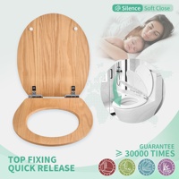 Siège de toilette en MDF ultra fin de 18 pouces en forme de O avec grain de bois naturel mat