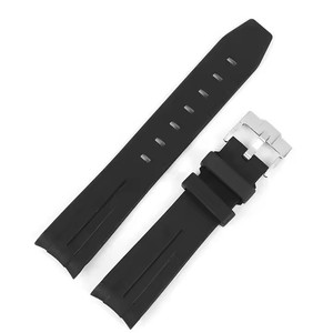 Correa de reloj de goma deportiva GMT de despliegue de acero de 20mm correa de silicona granate con extremo curvo y cierre de mariposa - Product Image 5