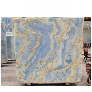 Prix de la dalle d'onyx bleu avec veinure dorée, directement de l'usine, pour revêtement mural intérieur, revêtement de sol et plan de toilette de salle de bain - Product Image 3