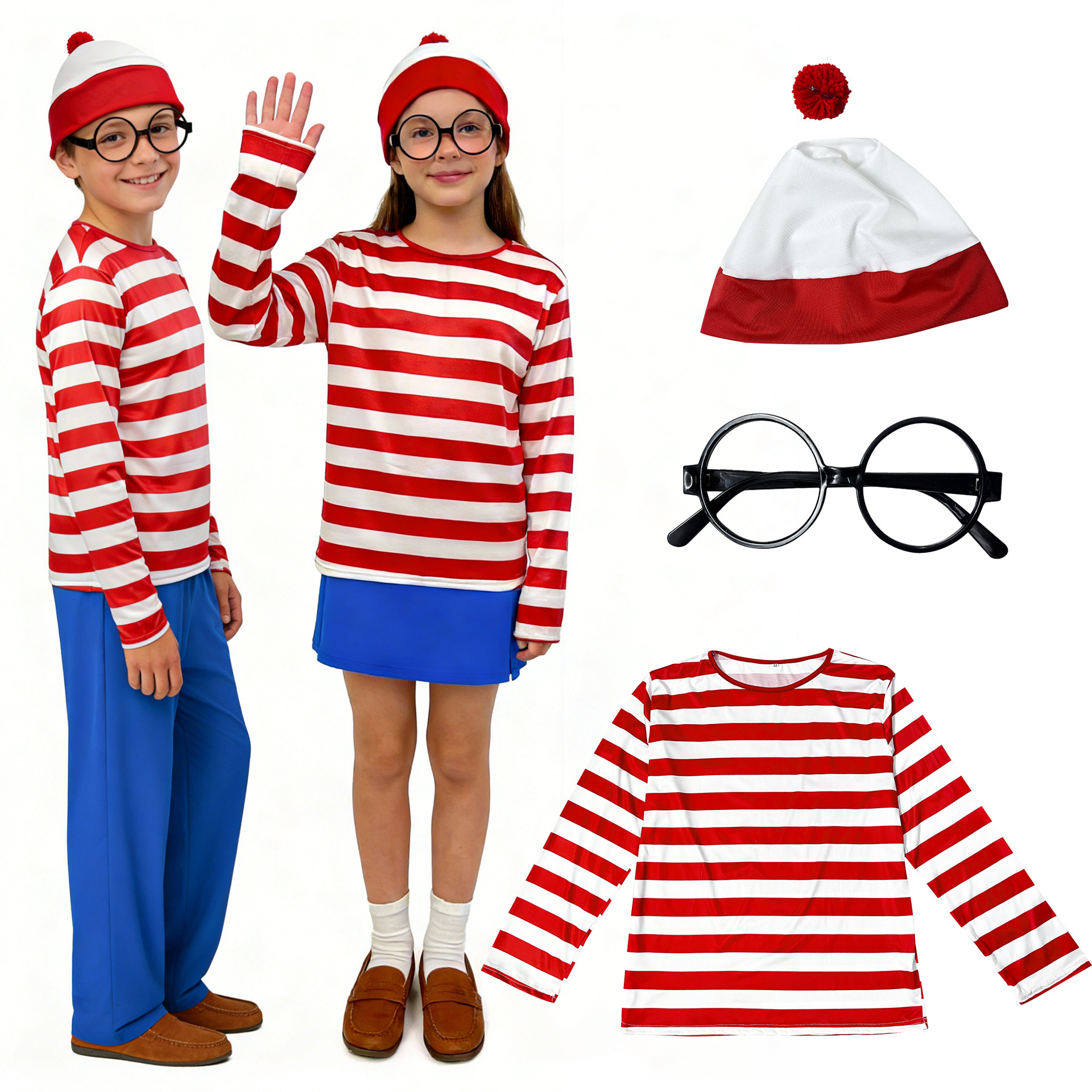 9008 Children's Clothing (Top with pom-poms, Hat, Glasses Frames)