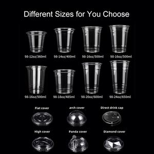Gobelet en plastique transparent PET avec couvercle, personnalisé avec logo, pour boissons, bubble tea, boba, café, vente en gros, 12, 16, 32 oz - Product Image 3