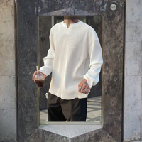 Pull personnalisé pour homme à col en V, tricot côtelé standard, chaud et respirant, en laine/cachemire blanc uni