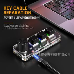 2.4G + 3-Mode Customizable 3-<b>Key</b> Blvetooth Keyboard, Macro Knob, Copy & Paste Shortcuts, Gaming Mini Device L734 - Product Image 3