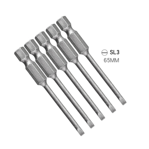 Embout de tournevis magnétique à tête plate de 65 mm de long, 3 mm, tige hexagonale de 1/4 pouce, acier S2, <span class=keywords><strong>pour</strong></span> visseuses à percussion, aimant puissant - Product Image 1
