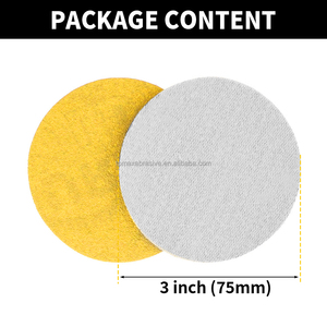 Disques abrasifs de <span class=keywords><strong>3</strong></span> pouces en or de qualité supérieure avec papier de verre OEM personnalisable à crochet rond et boucle pour machine à polir pneumatique - Product Image 2