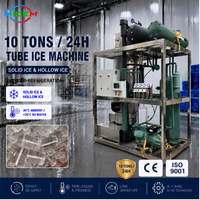 Machine à glace industrielle 10000 kg en acier inoxydable 304, refroidie par eau, pour tubes de 22 mm et 29 mm, fiable et durable pour la production de glace en sacs à usage régional