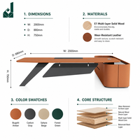Bureau de direction moderne et professionnel avec armoire latérale rembourrée en microfibre de qualité supérieure et base robuste pour bureau d'entreprise