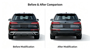 Nouveau kit carrosserie style RSQ7 pour <span class=keywords><strong>Audi</strong></span> <span class=keywords><strong>Q7</strong></span> Série <span class=keywords><strong>4M</strong></span> 4MG 2020-2024 – Amélioration pare-chocs arrière RSQ7 <span class=keywords><strong>4M</strong></span> avec diffuseur et lèvre, fixation par boulons, ajustement universel - Product Image 4