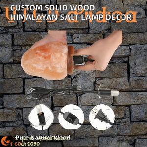 Lámpara de Sal del Himalaya con Base de Madera Sólida Personalizable, Tallada con Arte Folclórico, Tema Natural, para Decoración del Hogar, Purificador de Aire, ENVÍO DIRECTO - Product Image 2