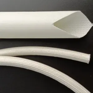 Silicone Rubber Fiberglass Cable Sleeve High Temperature Fire Resistant Silicone Rubber Braided Fiberglass Cable Sleeve