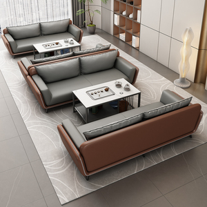 Canapé de bureau moderne en cuir de luxe, une place, pour bureau à domicile et appartement - Product Image 1