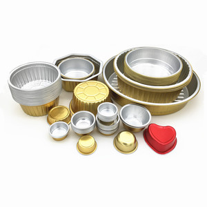 Factory Wholesale Aluminum Foil Smoothwall Food Containers 345ml Gold Color Rice Soup Bowl Disposable Aluminum Foil Cake Pan