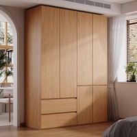 Armoire en chêne massif pour chambre à coucher, design sectionnel de style nordique, porte simple, portes amovibles en bois massif, meubles de plafond pour la maison