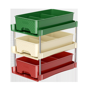 ที่เก็บของบนโต๊ะทำงาน 3 ชั้น PP ชั้นวางอเนกประสงค์สำหรับเครื่องเขียน เครื่องสำอาง ถ้วยชา ใช้บนโต๊ะทำงาน - Product Image 2