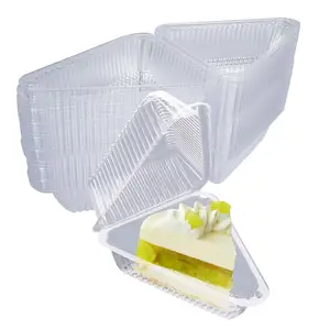 Triángulo Plástico con bisagras Contenedores para llevar Caja de comida de concha transparente Plástico para postres Pasteles Galletas Ensaladas Pasta Sándwiches