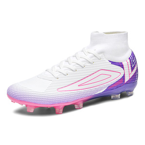 Zapatillas de Fútbol Turquesa de Caña Alta con Detalles Morados, Tacos AG, para Hombre, Parte Superior de Malla Transpirable, Material Sintético, Verano - Product Image 2