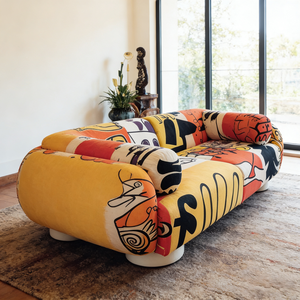 Canapé modulaire en peluche à motifs uniques personnalisables, imprimés graffiti, art ludique, canapé droit pour salon, villa, <span class=keywords><strong>galerie</strong></span> d'art - Product Image 4