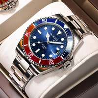 Montre mécanique de luxe pour homme, style sport, plongeur, avec cristal, étanche 30 bars, aiguille répétiteur, mouvement Miyota, en acier inoxydable, vente en gros OEM